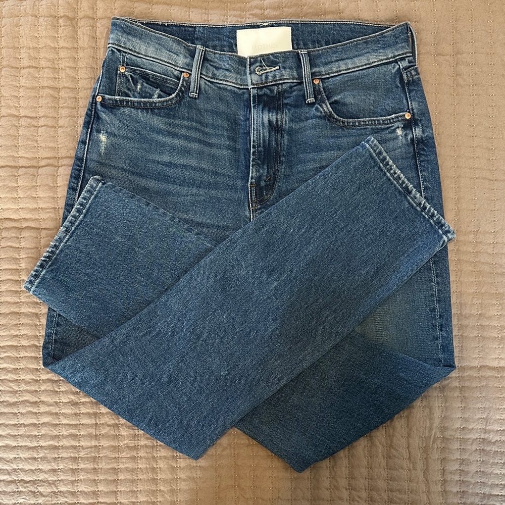 MOTHER Straight Leg Blue Jeans